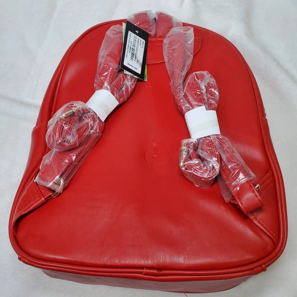 BADGLEY MISCHKA Studded Vegan Leather Backpack NWT Red / Gold Quilted‎ Glam Chic